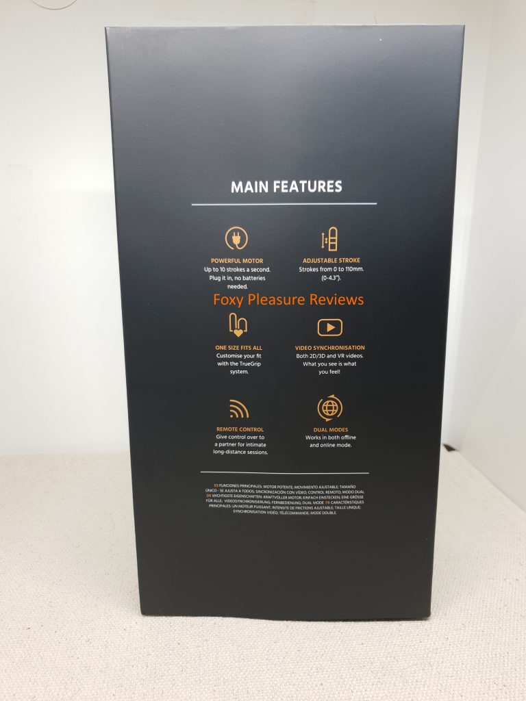 Rear side of The Handy package