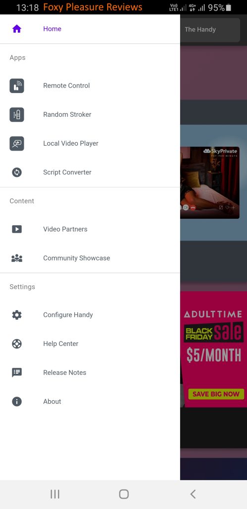 Handyverse App Menu