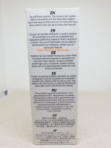 Back view of the Kiiroo's Vacuum Lock Dildo package